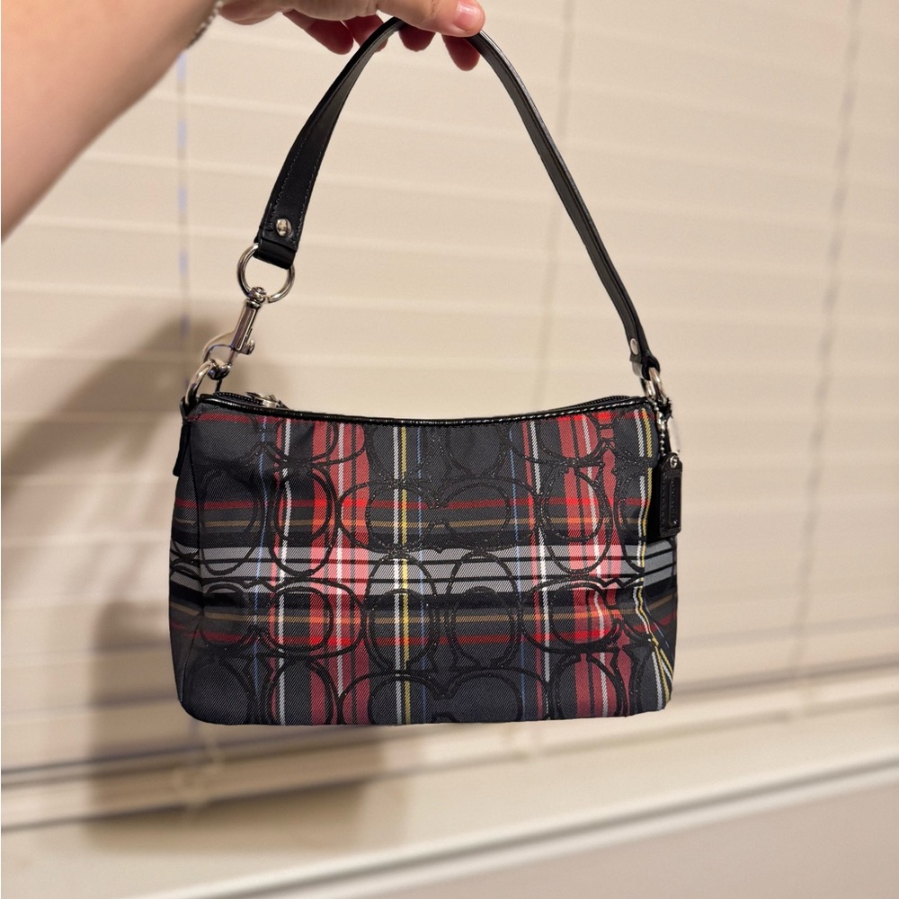Vintage Coach Poppy Tartan Glitter Shoulder Bag